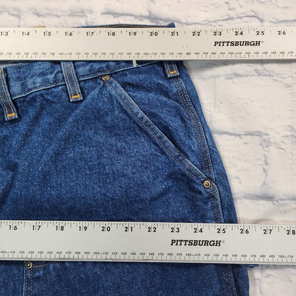 Carhartt B73 DST MENS 44X30 Double Knee Loose Fit Carpenter Blue Denim Jeans - Picture 4 of 13